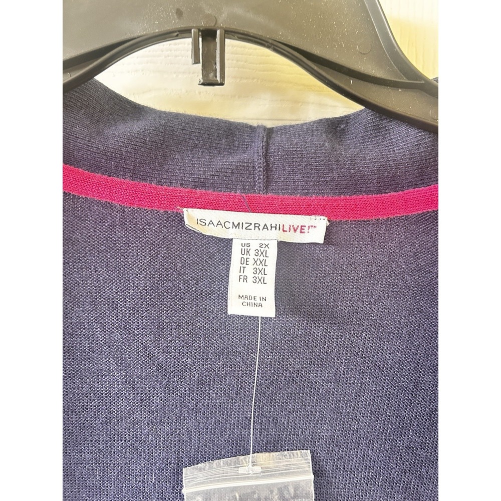Isaac Mizrahi Live Cardigan Womens 2X Plus Navy Open Front LS Cotton Rayon New T - Picture 5 of 12